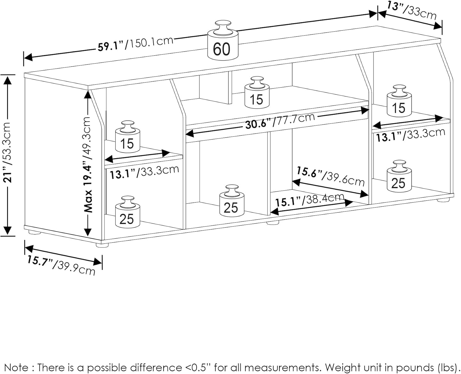 Jaya 65 Inch TV Stand With LED Lights And Ample Storage