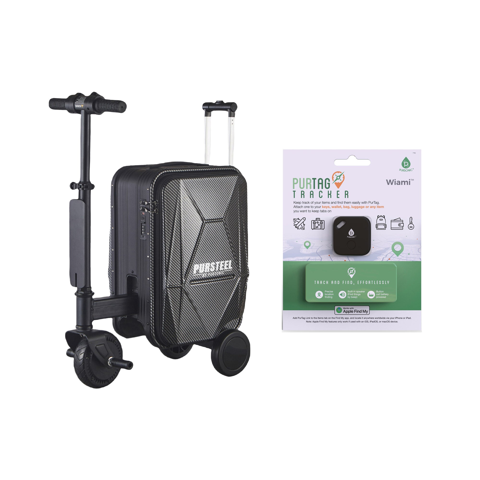 Smart Travel Bundle – Electric Scooter Luggage with Air Tag Tracking for Smooth, Safe Journeys