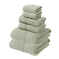 NNEDSZ Grey Green Luxury 6-Piece 100% Cotton Towel Set - 2 Bath Towels, 2 Hand Towels, 2 Face Towels