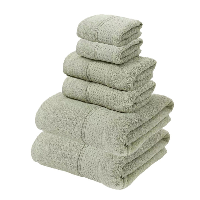 NNEDSZ Grey Green Luxury 6-Piece 100% Cotton Towel Set - 2 Bath Towels, 2 Hand Towels, 2 Face Towels