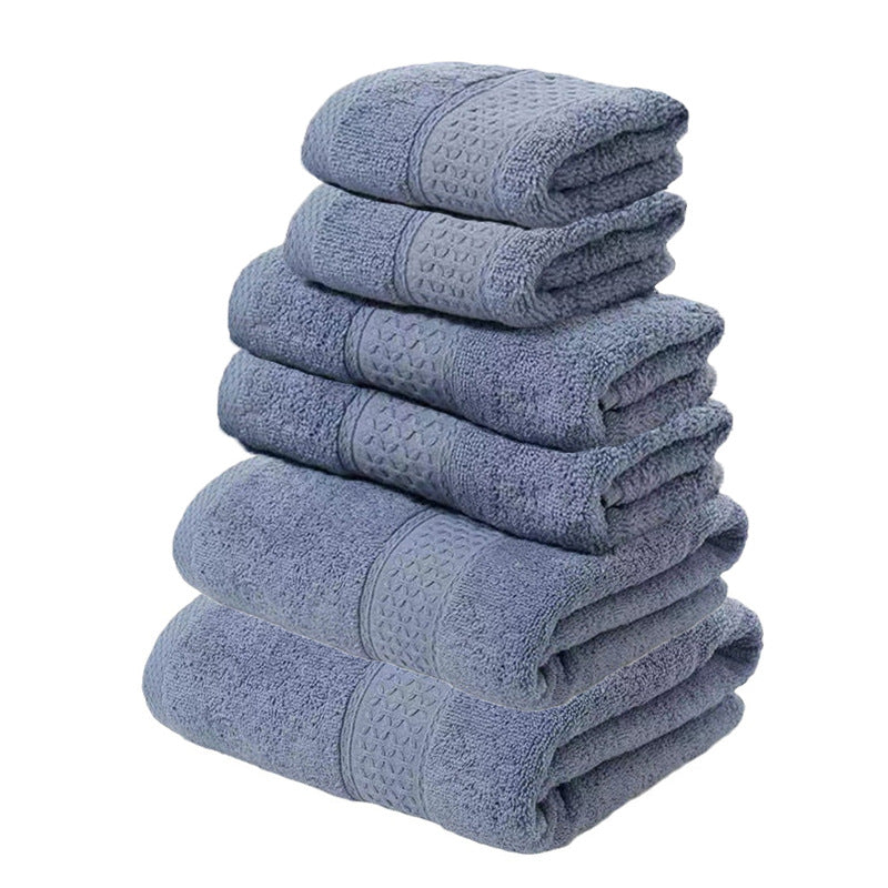NNEDSZ Grey Blue Luxury 6-Piece 100% Cotton Towel Set - 2 Bath Towels, 2 Hand Towels, 2 Face Towels