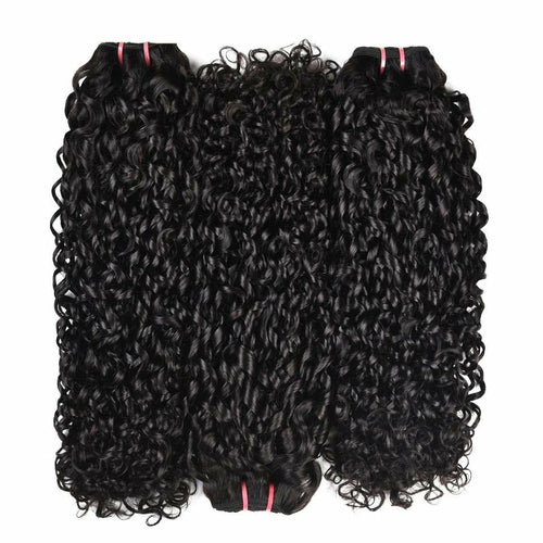 10A Grade Brazilian Pissy Curly Fumi Human Hair 3/4  Bundles With 4x4