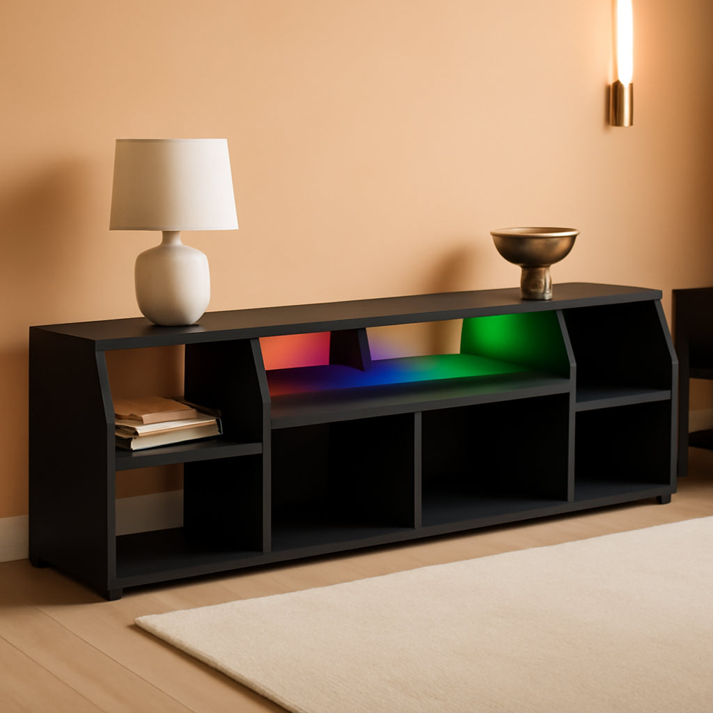 Jaya 65 Inch TV Stand With LED Lights And Ample Storage