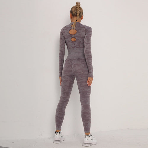 3Pcs Yoga Set Sport Suits Gym Wear Seamless Sportswear Workout Leggings Sports Bra Long Sleeves Crop Tops Fitness Clothing