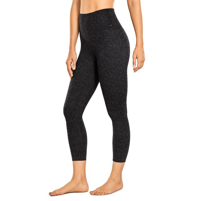 Women Matte Brushed Yoga Leggings 21 Inches - Thick Capris Leggings Gym Crops High Waist Workout Pants