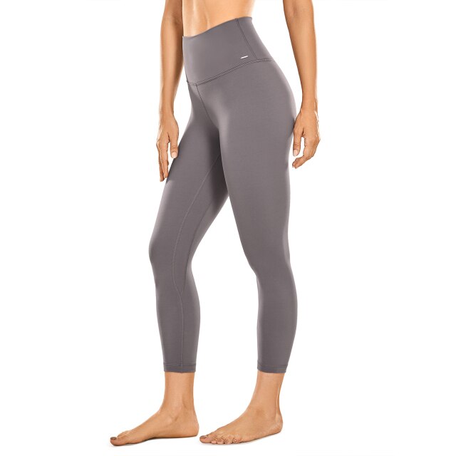 Women Matte Brushed Yoga Leggings 21 Inches - Thick Capris Leggings Gym Crops High Waist Workout Pants