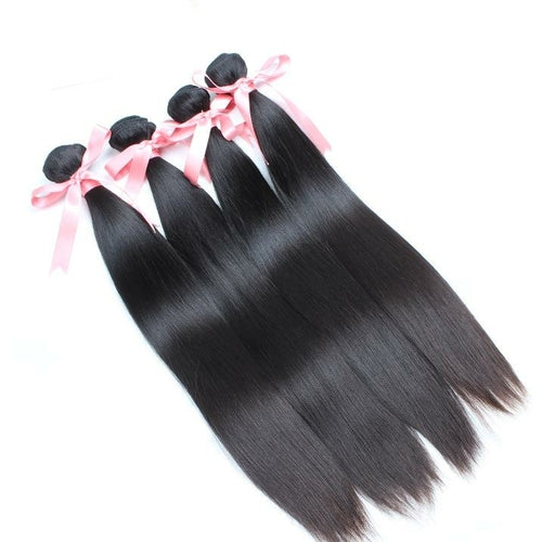 Human Hair Bundles 100% Brazilian Virgin Hair Weaves Silky Straight