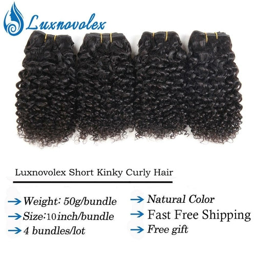 Brazilian Virgin Hair 4 Bundles Short Kinky Curly Human Hair 9A