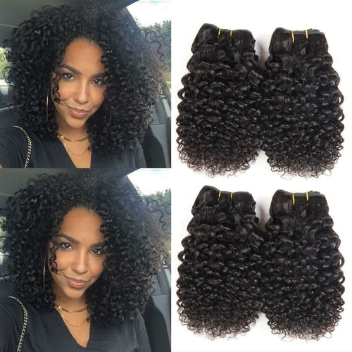 Brazilian Virgin Hair 4 Bundles Short Kinky Curly Human Hair 9A
